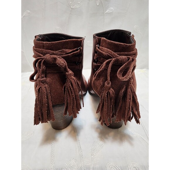 NEW DIRECTIONS JOJO WOMEN 9 DARK BROWN CEDAR WEDGES CONTEMPORARY STYLISH BOOTIES - Picture 4 of 13